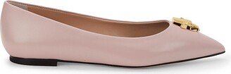 Point-Toe Leather Ballet Flats