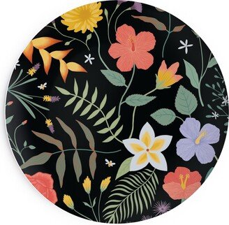 Salad Plates: Hawaii Floral - Black Salad Plate, Multicolor