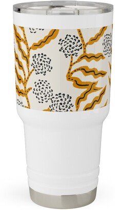 Travel Mugs: La Ville Vine - Yellow Travel Tumbler, 30Oz, Yellow