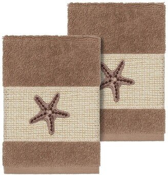 Lydia Embellished Washcloth - Set of 2 - Latte