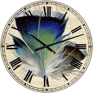 Designart Colorful Elegant Feather I Oversized Cottage Wall Clock - 36