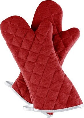 Oven Mitts, Set of 2 Oversized Quilted Mittens, Flame and Heat Resistant By Hastings Home (Burgundy)