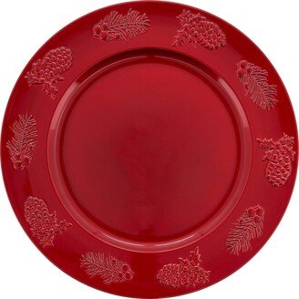 SARO LIFESTYLE Holly Berry Design Charger Plates (Set of 4)