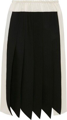 Pleated Silk Midi Skirt-AA