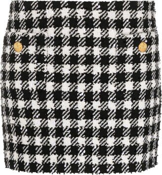 Check-Pattern Tweed Miniskirt