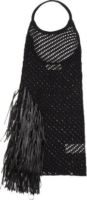 Fringe-Detailed Crochet Dress