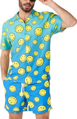 Men's Short-Sleeve Smiley Face Shirt & Shorts Set