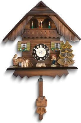 Curata Chalet with Dancers Westminster Chime Wooden Battery Operated Cuckoo Clock