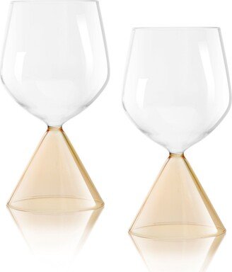 Venice 18 oz Wine Glasses, Set of 2 - Peach, Clear