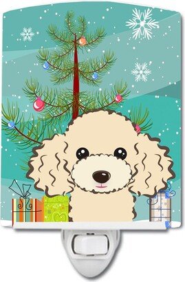 Christmas Tree and Buff Poodle Ceramic Night Light