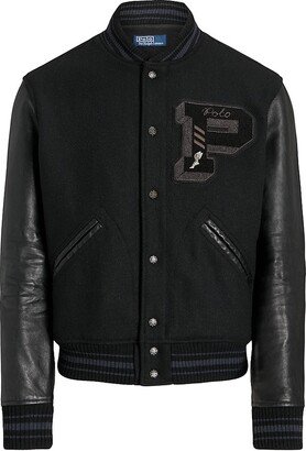 Wool-Blend Varsity Bomber Jacket-AA