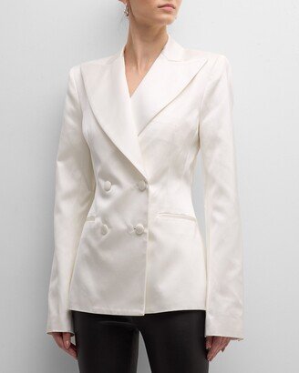 Double-Breasted Satin Suiting Jacket-AA