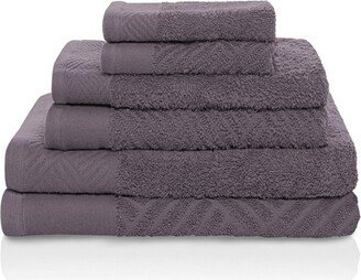 Basketweave Jacquard Cotton Modern Absorbent 6-Piece Towel Set, Gray - Blue Nile Mills