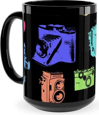 Mugs: Retro Cameras Ceramic Mug, Black, 15Oz, Multicolor