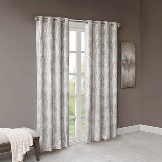 Gracie Mills 1-pc Total Blackout Victorio Printed Jacquard Grommet Curtain Panel, Grey - 50x84