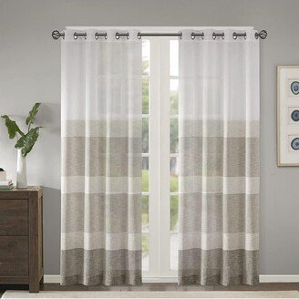 Gracie Mills Hayden Woven Faux Linen Striped Window Sheer Curtain - 50x95