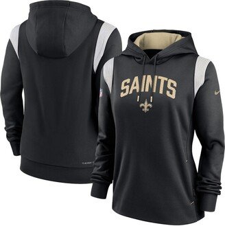 Women's Black New Orleans Saints Sideline Stack Performance Pullover Hoodie