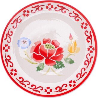 Handmade Poppy Garden In Red Ceramic Dinner Plate