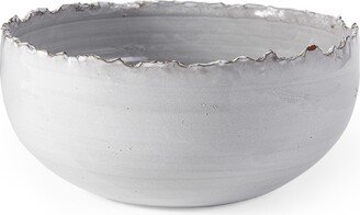 Artisan Gray White Ceramic Centerpiece Bowl - 12.8W x 12.8D x 5.12H