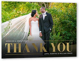 Wedding Thank You Cards: Big Bold Thanks Thank You Card, White, Gold Foil, 5X7, Luxe Double-Thick Cardstock, Square