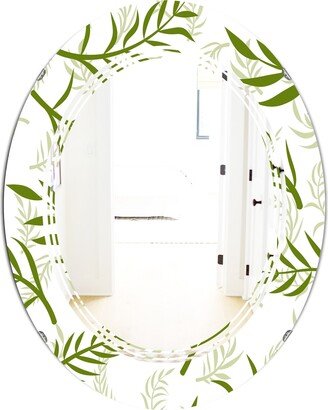 Designart 'Tropical Botanicals I' Printed Modern Round or Oval Wall Mirror - Triple C