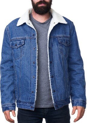 Alpine Swiss Ryker Mens Faux Shearling Lined Denim Trucker Jacket Medium