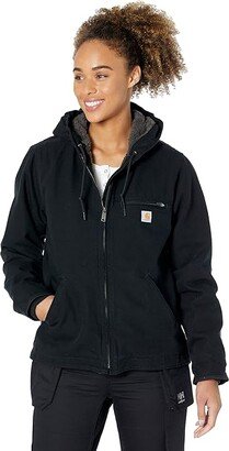 OJ141 Sherpa Lined Hooded Jacket (Black) Women's Clothing