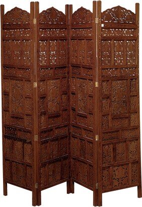 Peyton Lane Floral Handmade Hinged 4-Panel Room Divider Screen