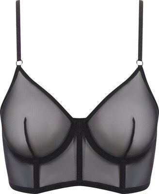 Hedonista Lingerie Black Mesh Demi Corset Bra