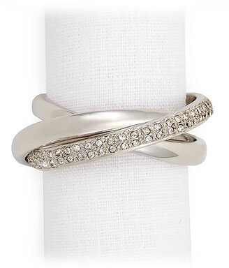 Platinum Plate & Crystal Napkin Ring, Set of 4