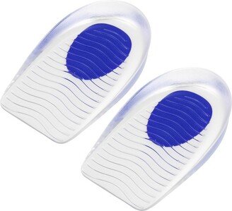 Unique Bargains Silicone Heel Support Cup Pads Orthotic Insole Plantar Care Heel Pads Ripple Pattern Size 40-46 Blue 2 Pcs