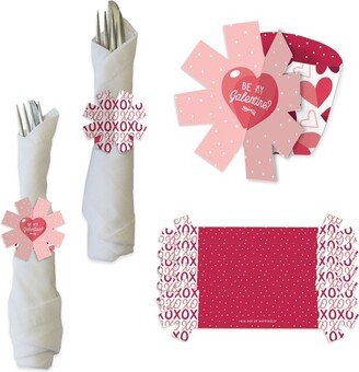 Big Dot of Happiness Happy Galentine's Day - Valentine's Day Party Paper Napkin Holder - Napkin Rings - Set of 24