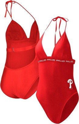 Women's G-iii 4Her by Carl Banks Red Philadelphia Phillies Full Count One-Piece Swimsuit