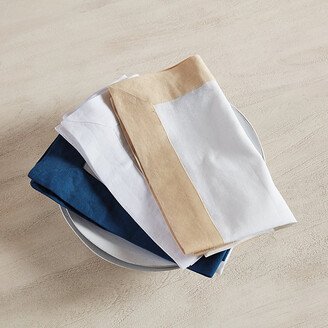 Set of 4 Bunny Williams Banded Dinner Napkins Natural