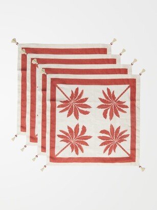 Set Of Four Palma-print Linen-blend Napkins