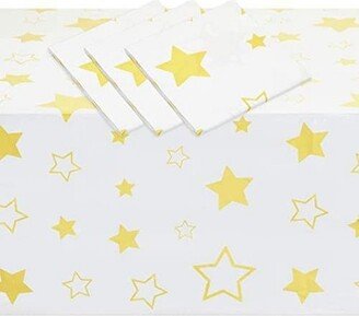 Sparkle and Bash 3 Pack Twinkle Twinkle Little Star Tablecloths for Baby Shower Decorations (54 x 108 in)