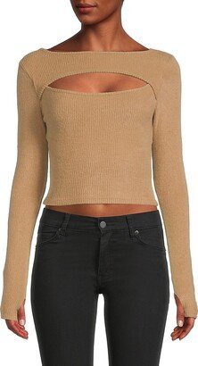 Renee C. Rib Knit Cutout Crop Top