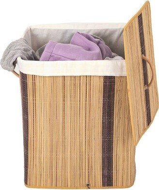 Wickerwise Rectangle Coconut Stick Collapsible Waterproof Laundry Hamper with Lid and Handles for Organizer, Clothes, Toy Durable Folder Washing Bin