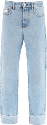 logo patch cropped jeans