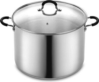 Professional Stainless-Steel Stockpot with Glass Lid 24-Qt