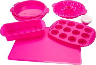 Hastings Home Silicone Bakeware Set - Pink, 18 Pieces