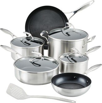 Stainless Steel Cookware Set with SteelShield Hybrid Stainless and Nonstick Technology, 11-piece, Silver