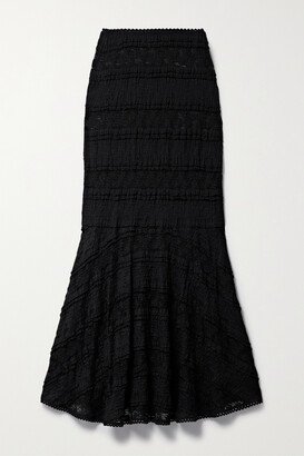 Stretch-lace And Gauze Maxi Skirt - Black