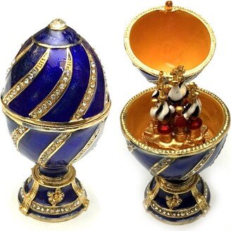 Ukrainian Faberge Style Blue Easter Egg 4.7