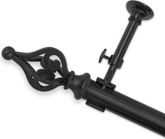 Optima Crown Black Adjustable Curtain Rods With Finials