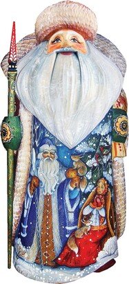 G.DeBrekht Woodcarved and Hand Painted Christmas Night Father Frost Santa Claus Figurine