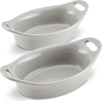 Solid Glaze Ceramic 2pc Oval Au Gratin Set Light Sea Salt Gray