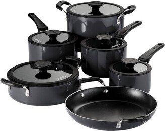 11pc Aluminum Non-Stick Nesting Cookware Set Gray