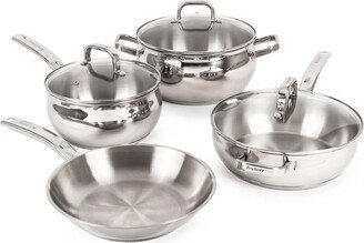 Belly Shape 18/10 Stainless Steel 7Pc Starter Cookware Set With Glass Lid