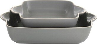 Home Rockaway 2 Piece Stoneware Nesting Bakeware Set in Grey